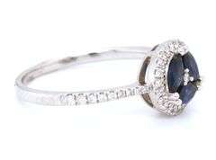 18kt White gold blue sapphire and diamond cocktail ring
