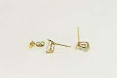14K Yellow Gold Pear Cut Vintage Solitaire CZ Stud Earrings