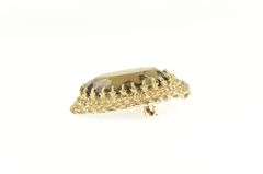 14K Yellow Gold Smoky Quartz Scalloped Filigree Halo Pin/Brooch
