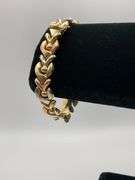 26.4g 14k Tri Color Gold Bracelet, 8in, 15mm Ribbon Link