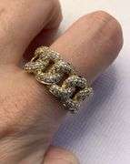 GORGEOUS 14K YELLOW GOLD CUBAN LINK MEN’S DIAMOND RING