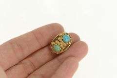 14K Yellow Gold Victorian Turquoise Slide Bracelet Charm/Pendant