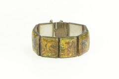 Sterling Silver Painted Mother of Pearl Middle Eastern Bracelet