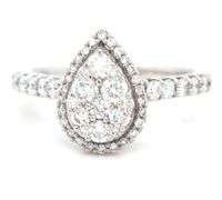 14kt White gold 0.75ctw diamond cluster ring