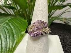 Sterling Silver Natural Gemstone Amethyst Ring Size 9