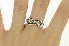 14K White Gold 0.28 Ctw Diamond Geometric Curvy Infinity Ring