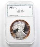 PR65 1990-S American Silver Eagle 100% White PCI