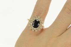 14K Yellow Gold 2.80 Ctw Sapphire Diamond Halo Engagement Ring