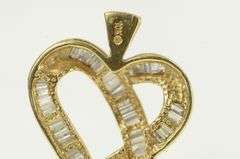 10K Yellow Gold 1.75 Ctw Baguette Diamond Heart Love Pendant