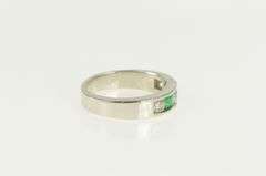 14K White Gold 1.00 Ctw Natural Emerald Diamond Band Ring