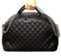 CHANEL Airline Round Trip Bowling Black Shoulder Bag W/ Card
