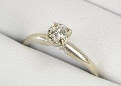 14K White Gold 1940's 0.23 Ct Diamond Solitaire Engagement Ring
