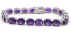 925 Sterling silver oval amethyst link bracelet