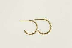 14K Yellow Gold 15.7mm Twist Pattern 3/4 Hoop Earrings