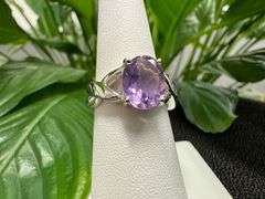 Sterling Silver Natural Gemstone Amethyst Ring Size 7