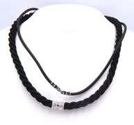 Black braided necklace with Judith Ripka 925 sterling silver clasp