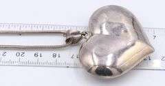 Vintage 925 sterling silver heart shaped pendant on snake chain necklace