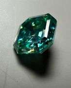 Huge Rare 5.85 Ct Paraiba Green Rare Asscher Cut Fire Moissanite