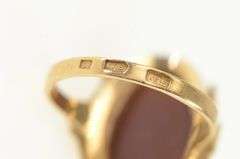 14K Yellow Gold 1950's Carnelian Cabochon Vintage Floral Ring