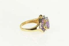 14K Yellow Gold Emerald Cut Amethyst Diamond Accent Ring