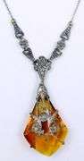 Large Antique Golden Crystal Ornate Necklace