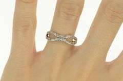 14K White Gold 0.30 Ctw Wavy Tiered Diamond Wedding Band Ring