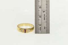 14K Yellow Gold Ruby Diamond Vintage Wedding Band Ring