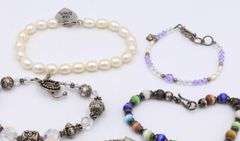 Group lot of vintage 925 sterling silver bracelets