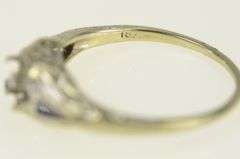18K White Gold Art Deco Filigree Engagement Setting Ring