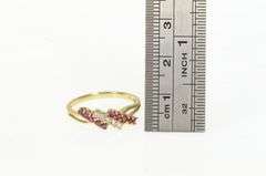 14K Yellow Gold Natural Ruby Diamond Bypass Vintage Band Ring