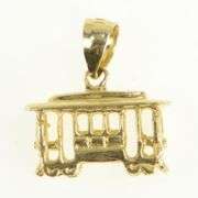 14K Yellow Gold 3D Trolley Vintage San Francisco Charm/Pendant