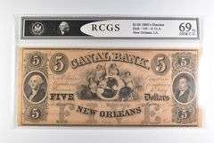RCGS Gem CU 69 PQ $5 1800s New Orleans, LA Canal Bank Note