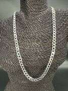 Men's 8.5mm Solid .925 Sterling Silver Flat Curb Chain Link Italy Necklace 24"