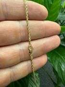14k Yellow Gold-Hollow Diamond-Cut Rope Link Chain 1.9mm Necklace 28"