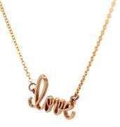 Polished “Love” Script Pendant Necklace in 14K yellow gold