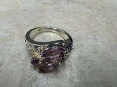 Sterling Silver Natural Gemstone Amethyst Ring Size 9
