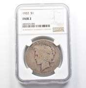 1922 Peace Silver Dollar Fair 2 NGC Lowball