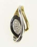 14K Yellow Gold Black Onyx Diamond Two Tone Loop Charm/Pendant