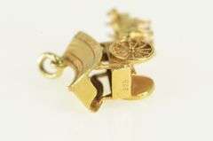14K Yellow Gold 3D Chinese Cow Cart Vintage Charm/Pendant