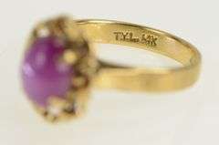 14K Yellow Gold 1960's Syn. Star Ruby Cabochon Vintage Ornate Ring