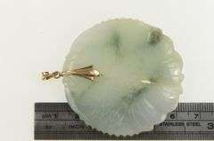14K Yellow Gold Jadeite Pisces Astrology Sign Medallion Pendant