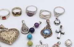 Group lot of vintage 925 sterling silver mis jewelry