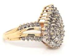 10kt Yellow gold pearl shaped diamond cluster ring