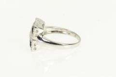 14K White Gold Square Diamond Black Onyx Mother of Pearl Ring