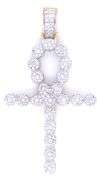 10kt Yellow gold Ankh diamond cluster cross pendant