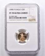 1990-P $5 American Gold Eagle 1/10 Oz Gold PF70 UCAM NGC