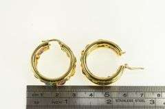 14K Yellow Gold 27mm Vintage Beaded Statement Hoop Earrings