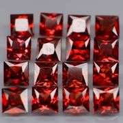 Tremendous 6.79ct princess cut cherry red Garnet set