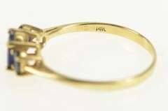 14K Yellow Gold Three Stone Natural Sapphire Engagement Ring