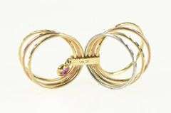 14K Yellow Gold Tri Tone CZ Syn. Ruby Layered Stacking Ring